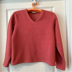 L.L. Bean Coral Pullover V- Neck Fleece Sz M Outdoors Gorpcore READ